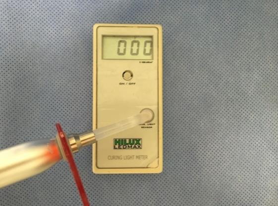 Figure 1: Irradiance emitted by the DABI ATLANTE DB 686 photopolymerizer with the use of the tip.