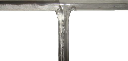 Figure 3: In two phase flow setup a glass tube with a T shaped entry section is pivoted to a wooden frame. The test section are made of borosilicate glass comprising of equal diameter arms (D1 = D2 = D3). Air and water are introduced at the two branches. From the T - junction, the two fluids enter the test section. After the test section they are introduced in a separator. Water is recycled back to the main tank and air is escapes to the atmosphere.