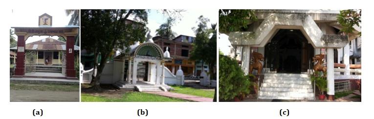 Figure 1: Compairosn of outer gate of namghar in (a) Rural (b) Semi-Urban and (c) Urban area.