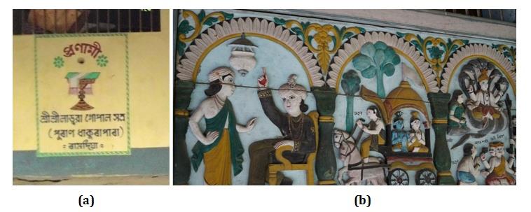 Figure 6: Compairosn of relief work on outer walls in namghars located in (a) Rural (b) Semi-Urban.