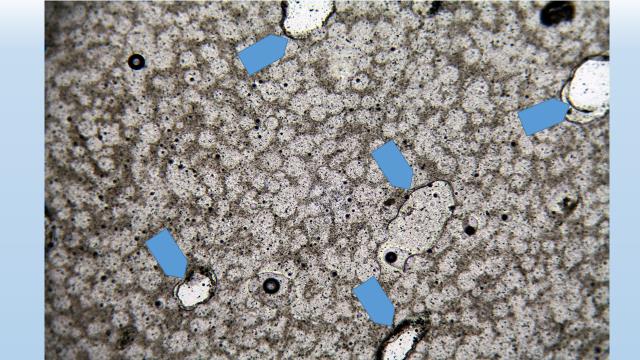 Figure 20: Damage to the surface of the steel head of endoprosthesis done by the micrograin of slag torn out of the steel. SEM.