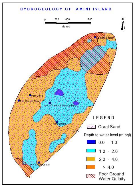 Figure 4: Hydrogeological map of Amini Island.