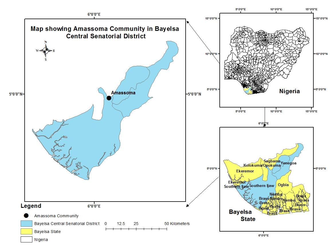 Figure 1: Map of Bayelsa State Showing Study Area.