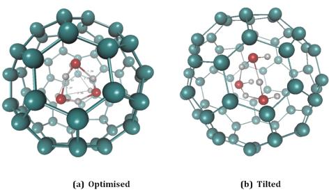 Figure 4: DFT: Structure of Endohedral Fullerene with 3 Encapsulated Water Molecules.