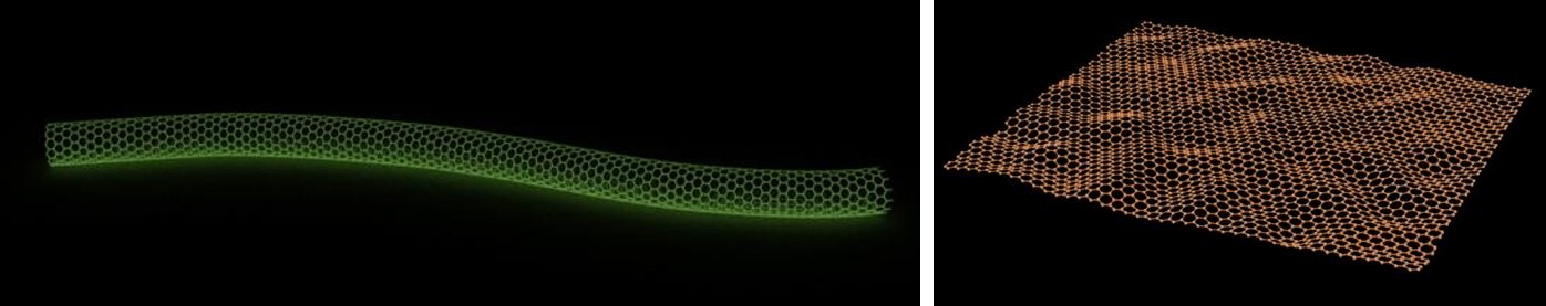 Figure 1: Carbon Nanotube (a) and Graphene (b).