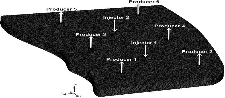 Figure 2: Performance of water flooding the reservoir (Fingering).