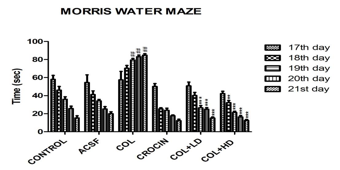 Figure 3: Effect of Crocin on Morris Water Maze Test.