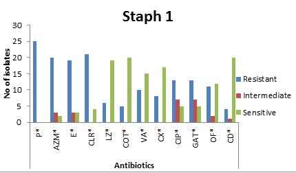 Figure 2: Antibiotic resistance pattern of the MRSA strains with Dodecca Staphylococci-1(HiMedia, Mumbai).
