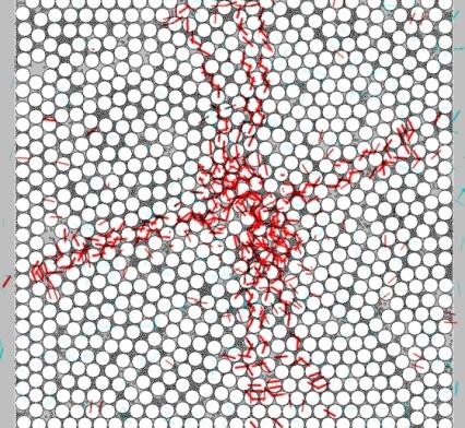 Figure 9: Simulation of the effect of natural fractures on the fracture morphology of hydraulic fracturing.