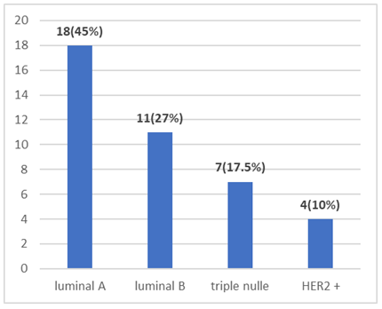 Figure 8: distribution of patients according to molecular profile (n=40).