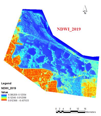 Figure 7: Change detection of Manzala Lake from 1992 to 2019.
