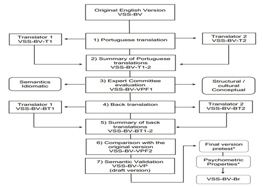 Figure 1: Steps performed for the cross-cultural adaptation of the instrument. *Note: Steps to be followed in future studies.