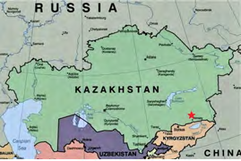 Figure 1: Map of Kazakhstan showing the locality of Malaisary ridge (asterix).