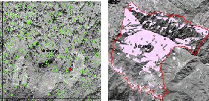 Figure 4: Sample plot allocation for field measurement biomass in each plot. The plot average per hectare biomass further analyzed to get the average per hectare biomass in each compartments. The equation is as follows: