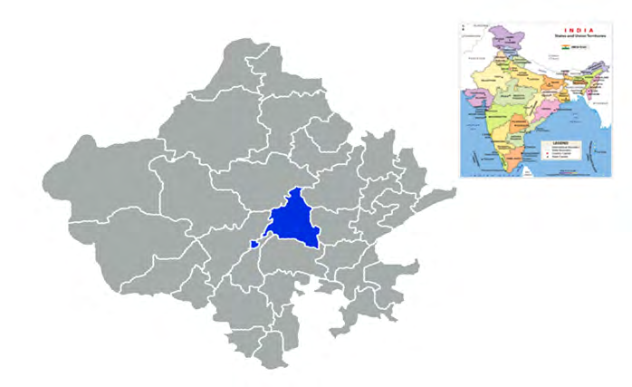 Figure 1: Map of Rajasthan Highlighted with Ajmer District (In Inset Map of India).