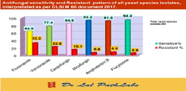 Figure 3: Total percentage of Cumulative interpretation of Antifungal Sensitivity/Resistant patterns of all Candida species during January to July 2019.