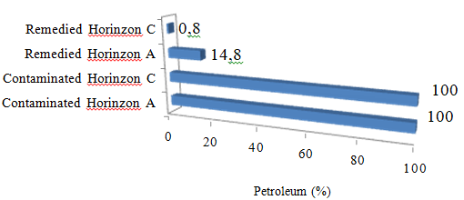 Figure 3: Percentage of oil for each soil horizon [12].