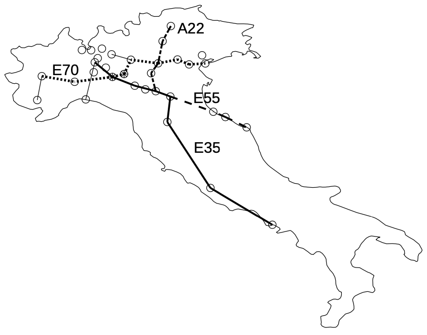 Figure 2: Italian high way – covid 19 diffusion work SEBASTIANI 2020.