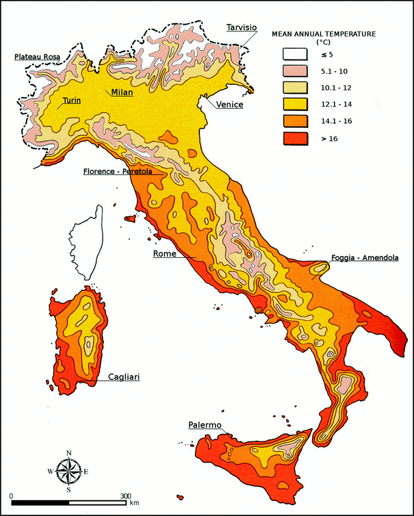 Figure 8: Median annual temperature Italy.