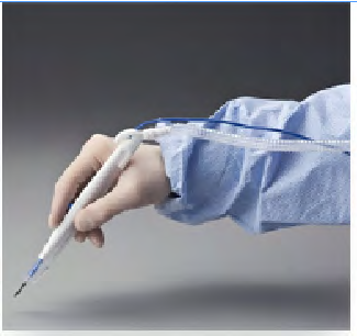Figure 6: Cauterization tool with the surgical smoke filter device.