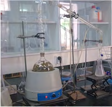 Figure 1: The extraction procedure comes down to boil a quantity of 100g of dry plant for 2h with water in a 1liter flask (Figure