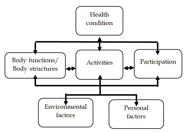 Figure 2: Bio-psycho-social model of the International Classification of Functioning, Disability and Health (ICF).