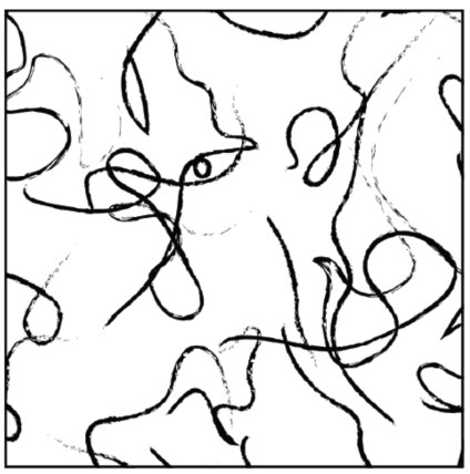 Figure 4: Schematic picture of structures at different times after a sudden isotropic-nematic phase transition, which are commonly characterised by the characteristic linear domain lengthξ_d. The lines indicate positions of line TDs. Such structure are typically visible using optical microscopy. With time ξ_d grows towards infinity in bulk samples without pinning impurities. A possible orientational order of the final structure is shown in Figure 1a.