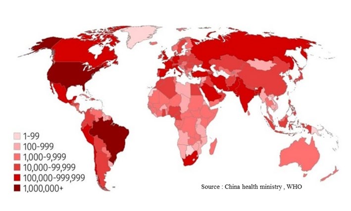 Figure 1: World Map Showing COVID-19 Outbreak.