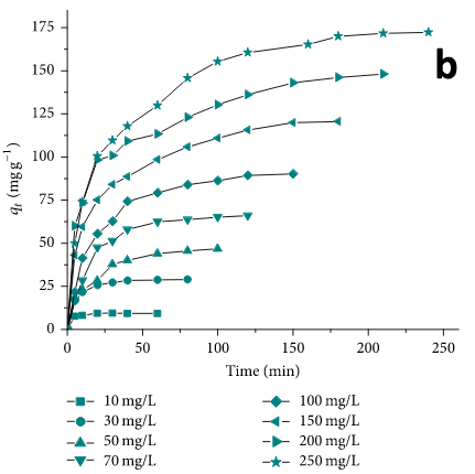 Figure 10: Isotherms plots for the adsorption of (a) CV, (b) MB, and (c) EBT on SGGO nanocomposites.