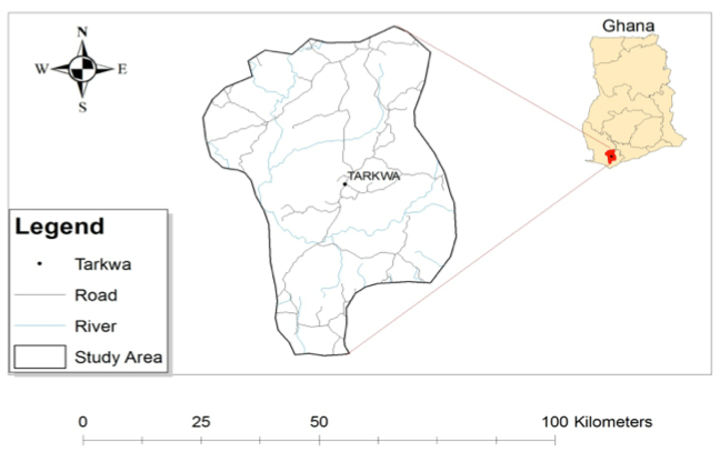 Figure 1: Map Showing the Location of Tarkwa [6].