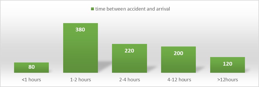 Figure 6: Time between the Accident and Reporting to the Hospital.