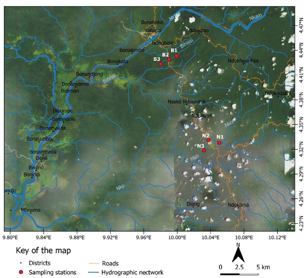 Figure 1: Hydrographic map of the study area showing sampling stations.