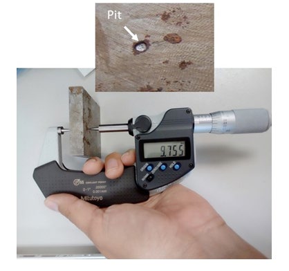 Figure 5: Depth measurements of pits on coupons after been exposed to soils.