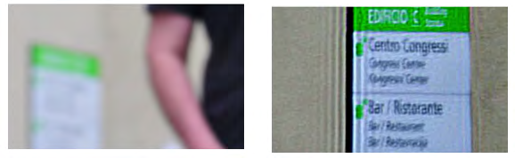Figure 4: blurred facial and words video frame before and after clarification.