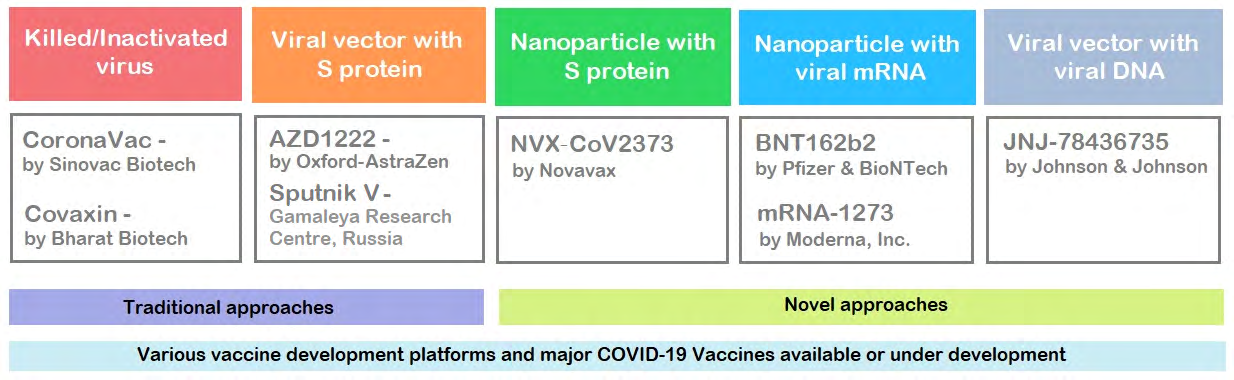 Figure 3: The major vaccine development platforms and approaches.