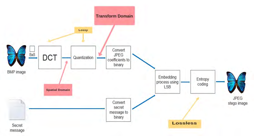 Figure 2: We should note that the receiver extracts the hidden message bits by reading the coefficients in the same sequence that the sender has used to embed it into the cover image and by using the same embedding algorithm.