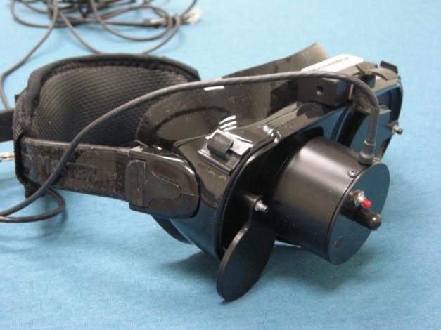 Figure 2: Goggles, with the infrared camera attached to the right eye.