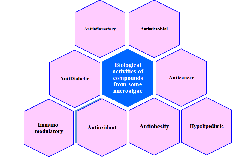 Figure 2: Some bioactivities exerted by microalgae