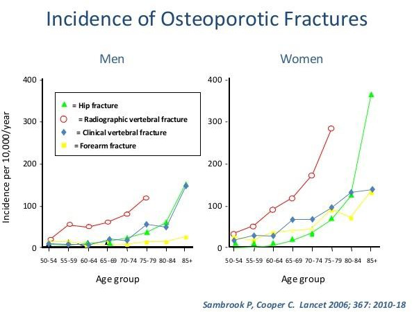 Figure 1: Remaining lifetime risk of fracture (%) at 50 years of age.