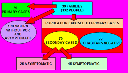 Figure 1: Study Flowchart, Comparison between Families with Asymptomatic Cases and In Families without Asymptomatic Cases.