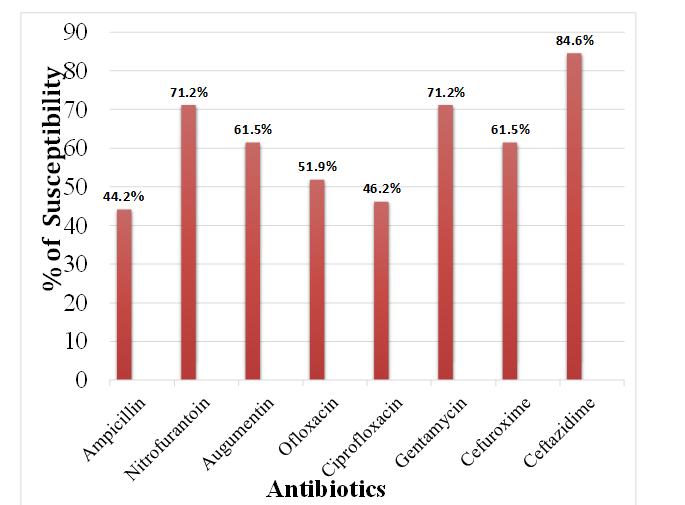 Figure 2: Susceptibility Percentage of the antibiotics.