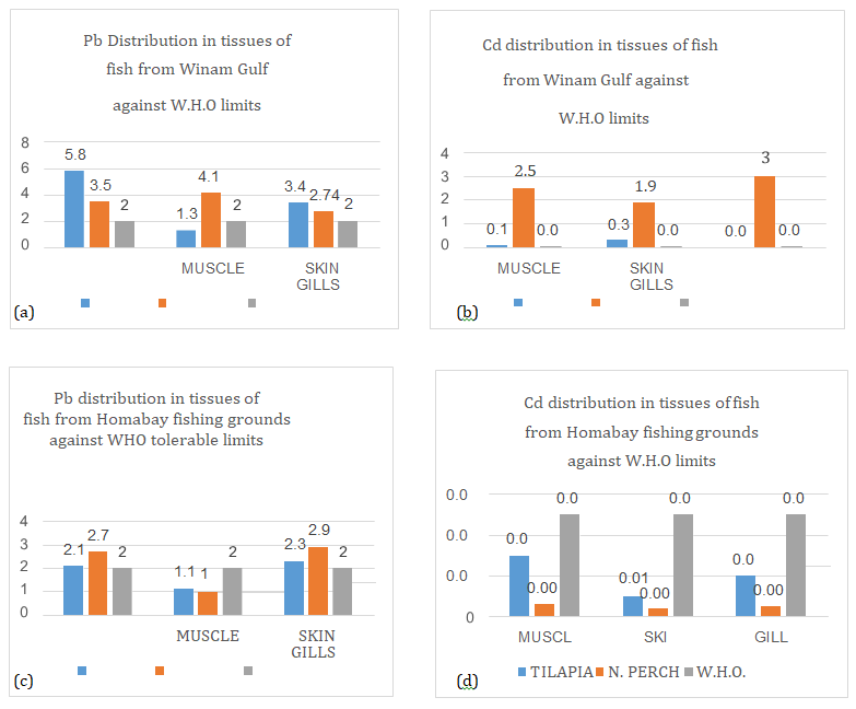 Figure 5: Heavy metals distribution in tissues of fish samples.