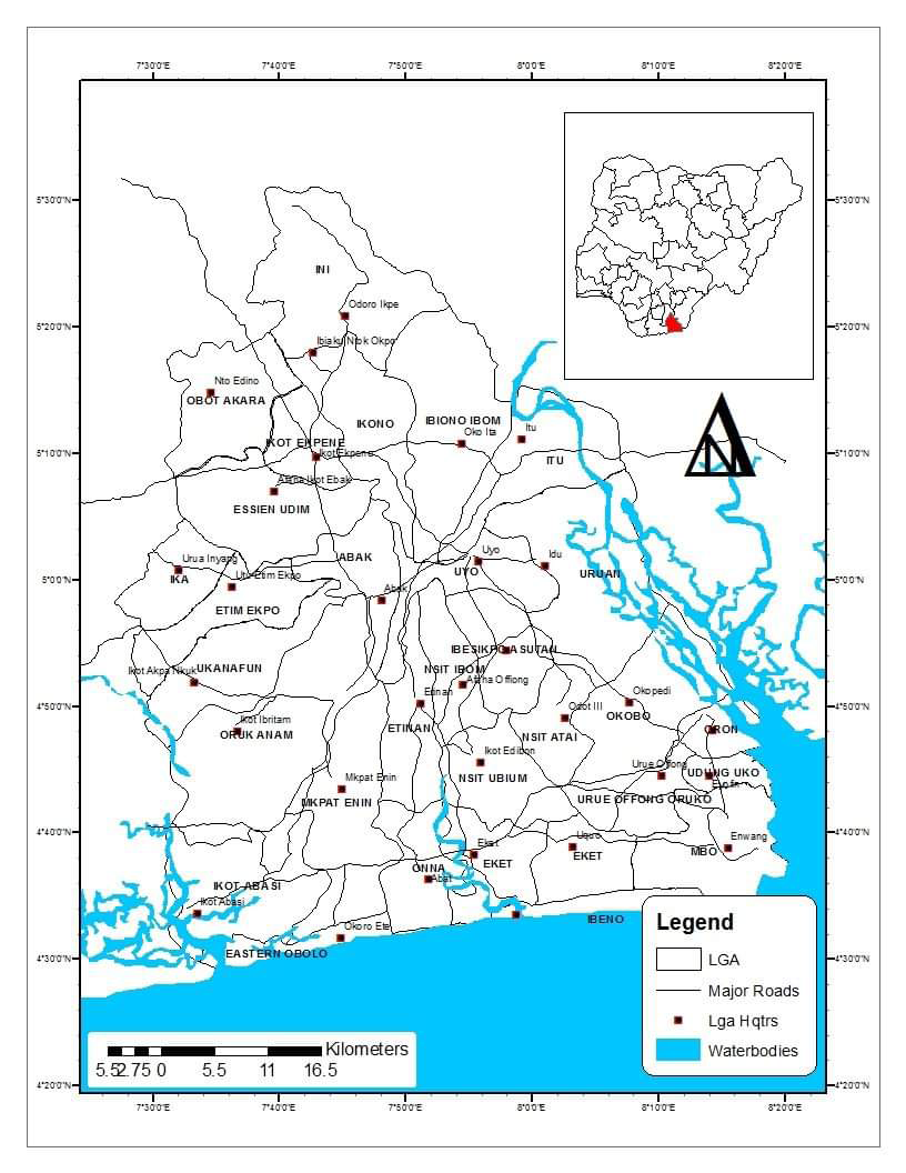 Figure 1: Map of Akwa Ibom State Source: Survey Division, Akwa Ibom State