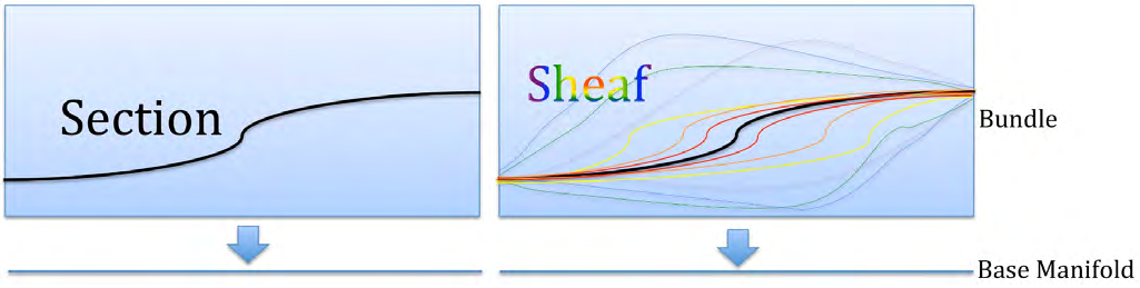 Figure 2: The fiber bundle structure is shown. Left: l(x) is a section of the bundle. Right: A Sheaf is a collection of the sections. ˆ ) (l x is Sheaf valued.
