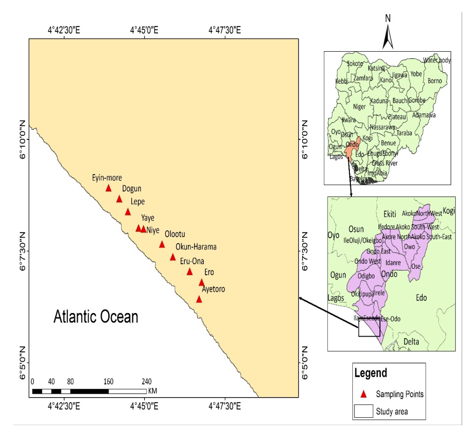 Figure 1: Sampling points of Coastal Sediments.