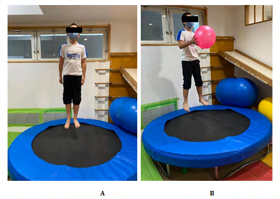 Figure 2: Jumping in the big cloth bag.