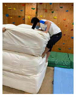 Figure 5: Climbing up and down a 2-metter high bouldering wall.