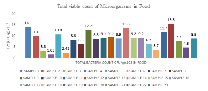 Figure 6: TVC of Bacteria in Food Samples.
