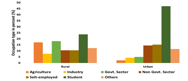 Figure 2: Different types of occupation in rural and urban regions.