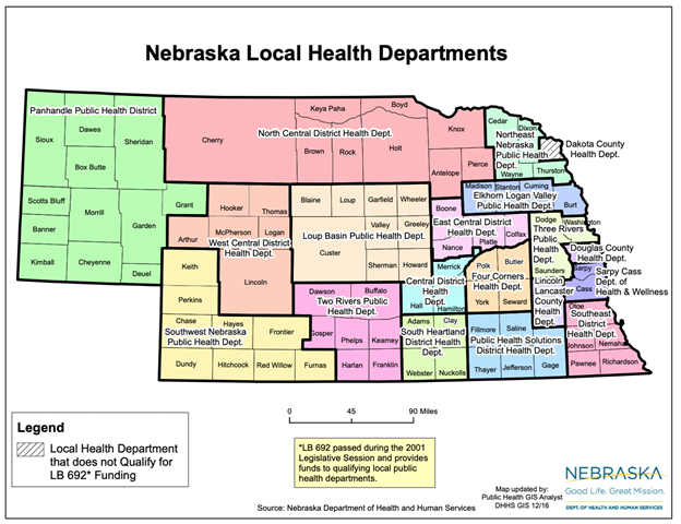 Figure 1: Map of Nebraska’s local health departments (source: Nebraska Department of Health & Human Services).